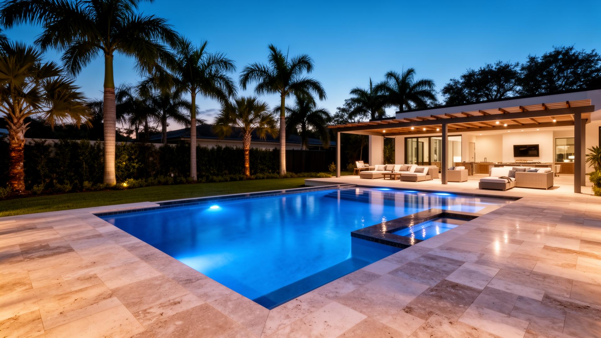Custom backyard pool and outdoor living space by West Shore Pools and Outdoor Living